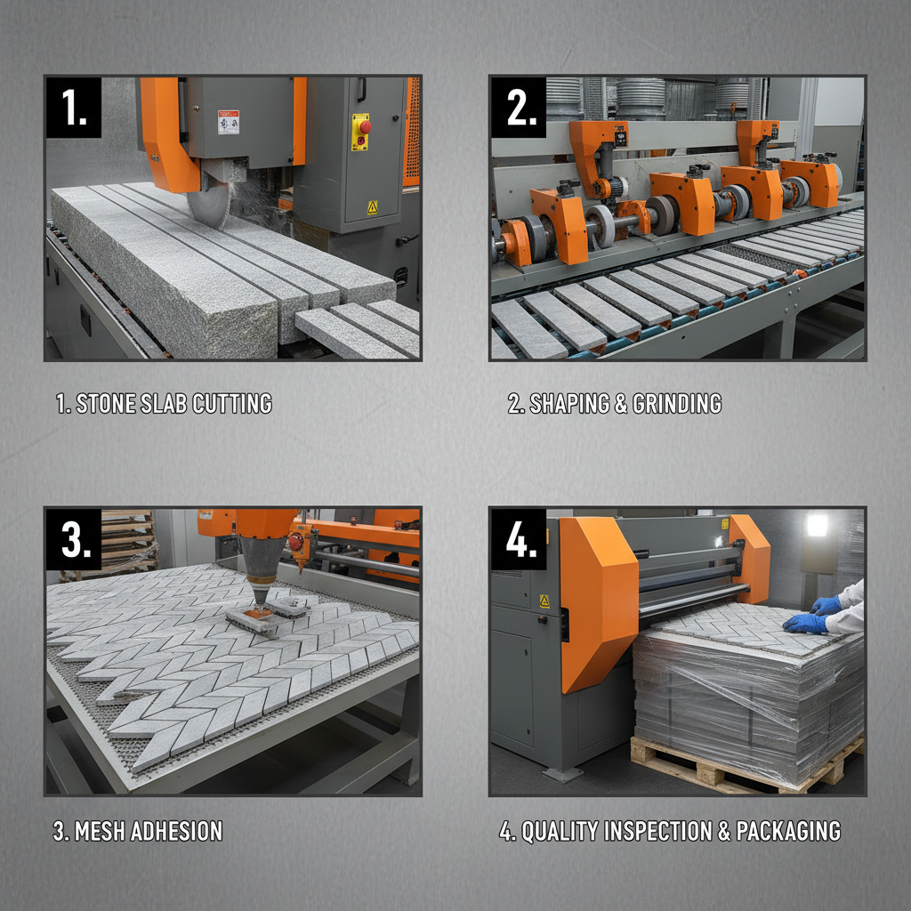 Modern Grey Herringbone Stone Mosaic Tile for Interior Design