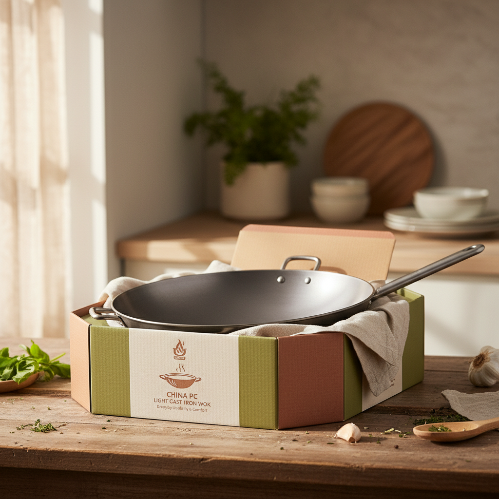 China PC Light Cast Iron Wok Traditional Heat with Modern Weight