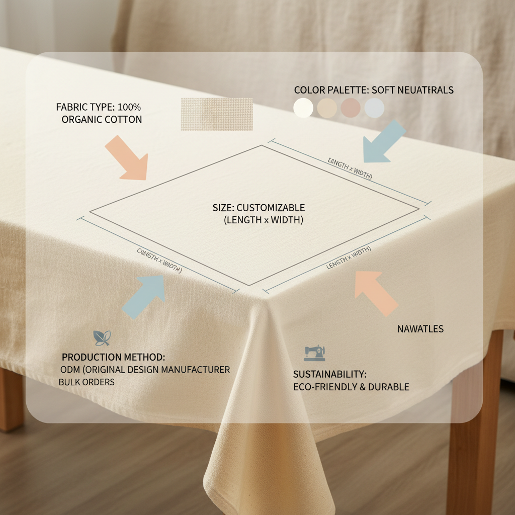 Custom ODM Rectangle Cotton Solid Color Table Cloth for Dining
