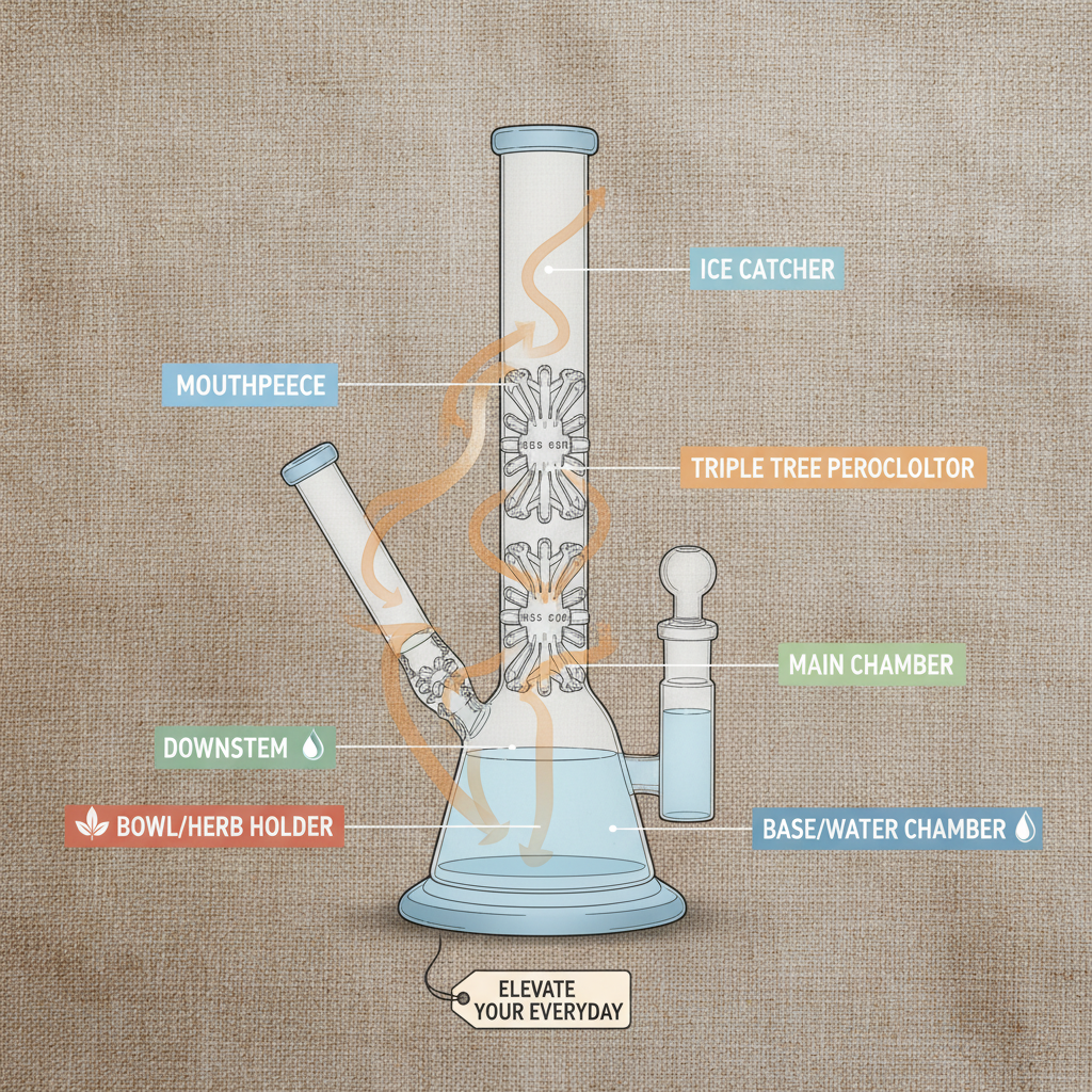 Premium Triple Tree Perc Bong for Superior Smoke Filtration