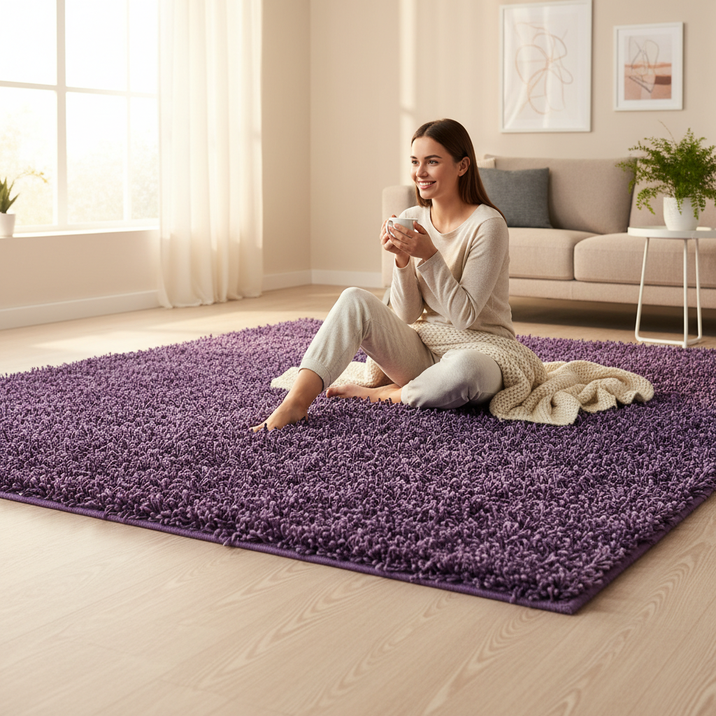 How to Choose and Style a Luxury Purple Fluffy Rug for Your Home