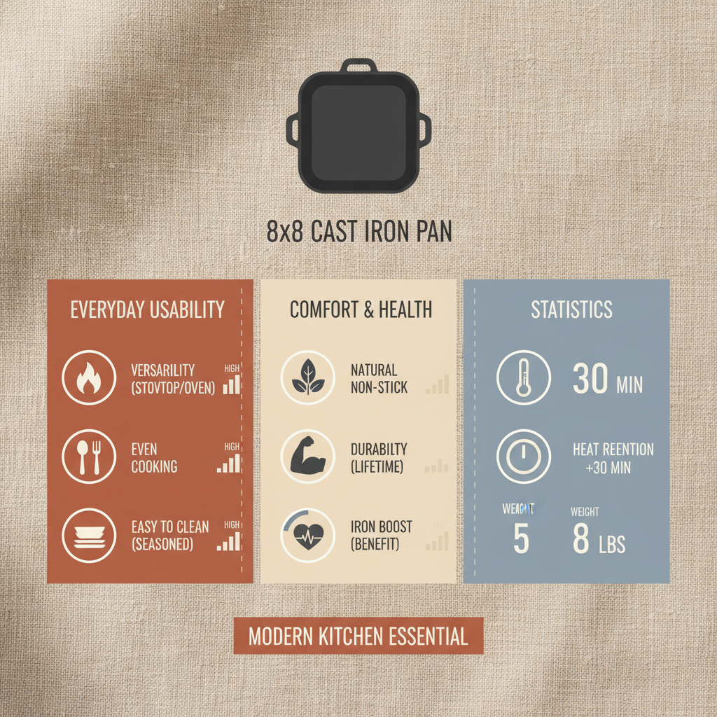 Benefits and Versatility of the 8x8 cast iron pan for Cooking