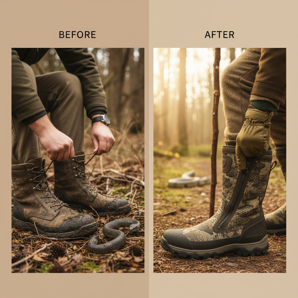 Protective Hunting Snake Boots with Zipper for Outdoor Safety