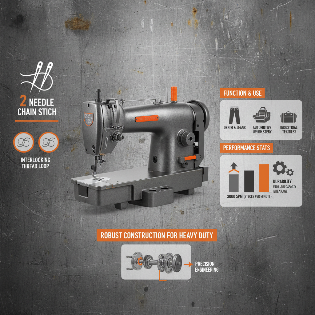Industrial 2 needle chain stitch machine for Durable Garment Sewing
