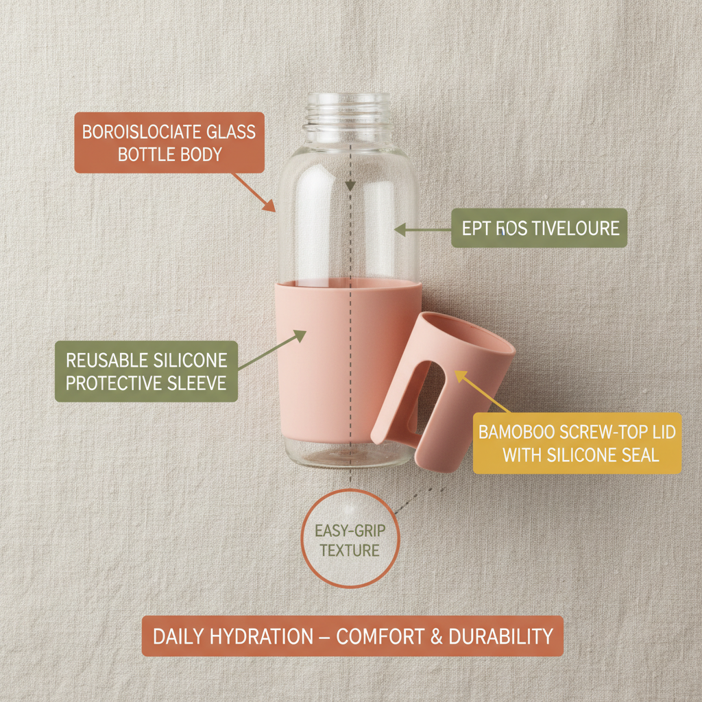 Durable Glass Bottle with Silicone Sleeve for Sustainable Living