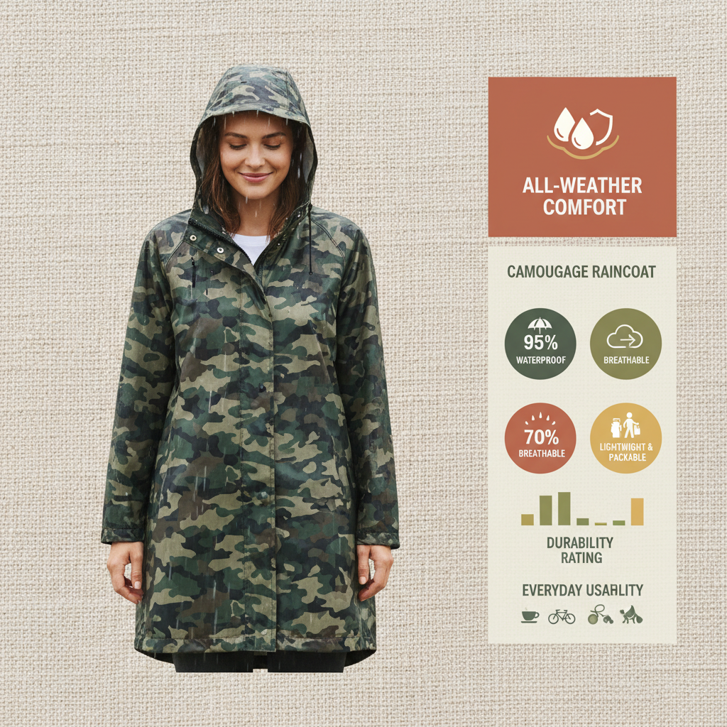 Professional Camouflage Raincoat for Waterproofing and Concealment
