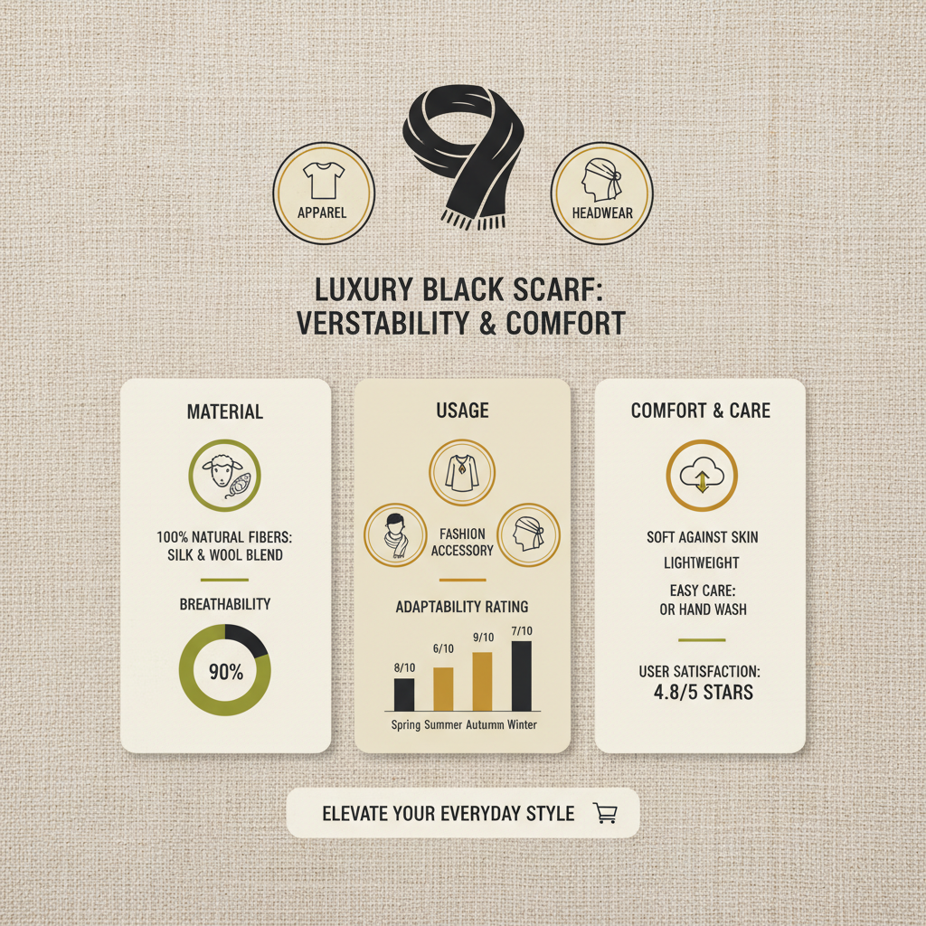 Luxury Black Designer Scarf Material Science and Manufacturing