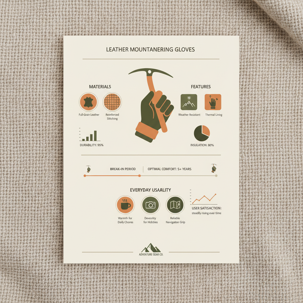 Professional Leather Mountaineering Gloves for High Altitude Safety