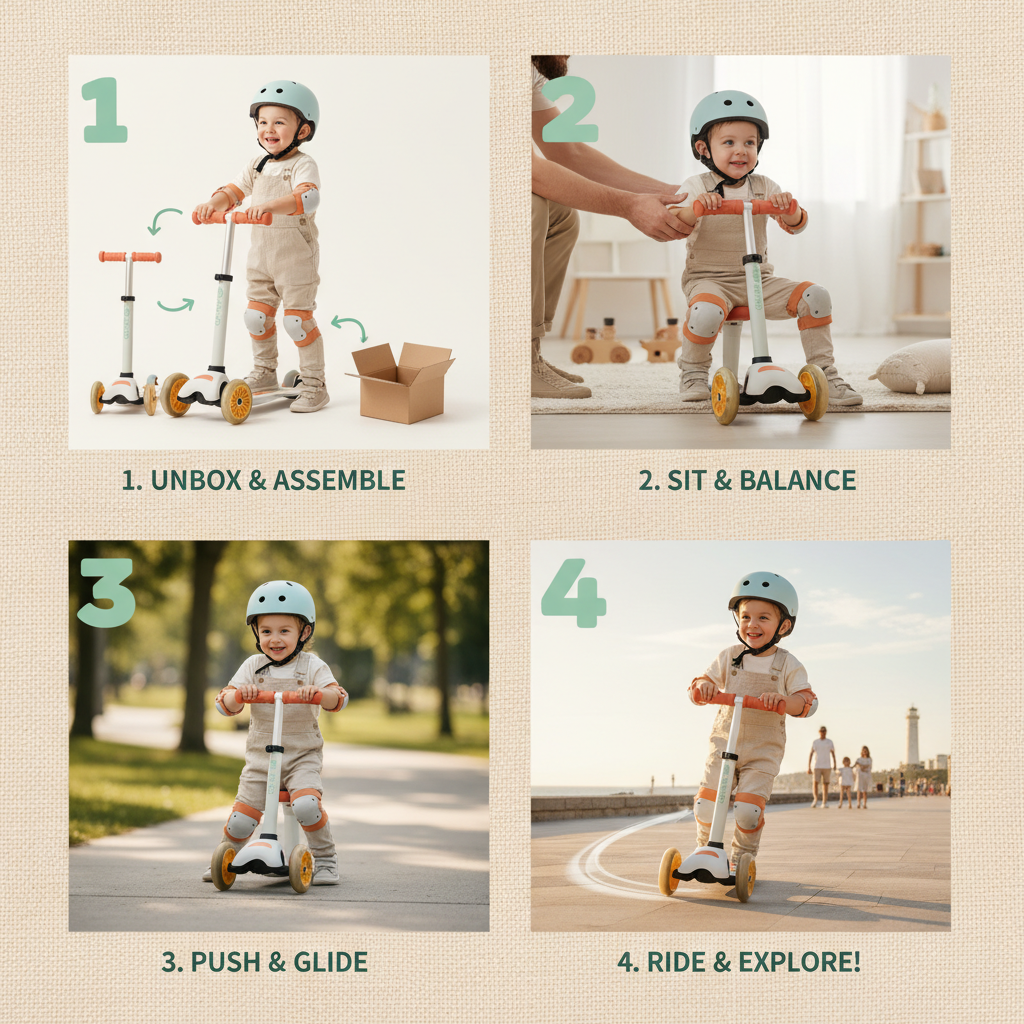 Safe and Innovative Three Wheel Scooter Motorcycle for Children