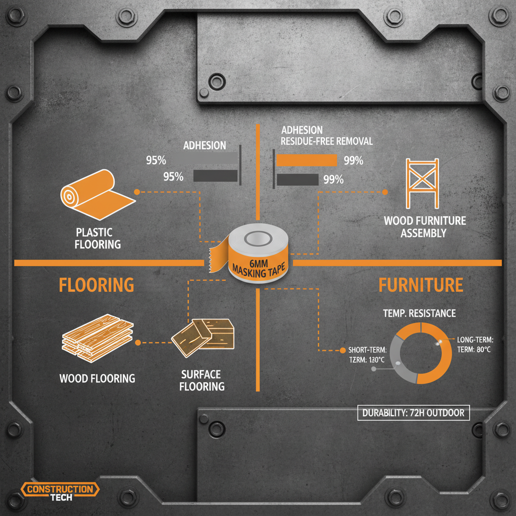Professional 6mm Masking Tape for Commercial Flooring Installation