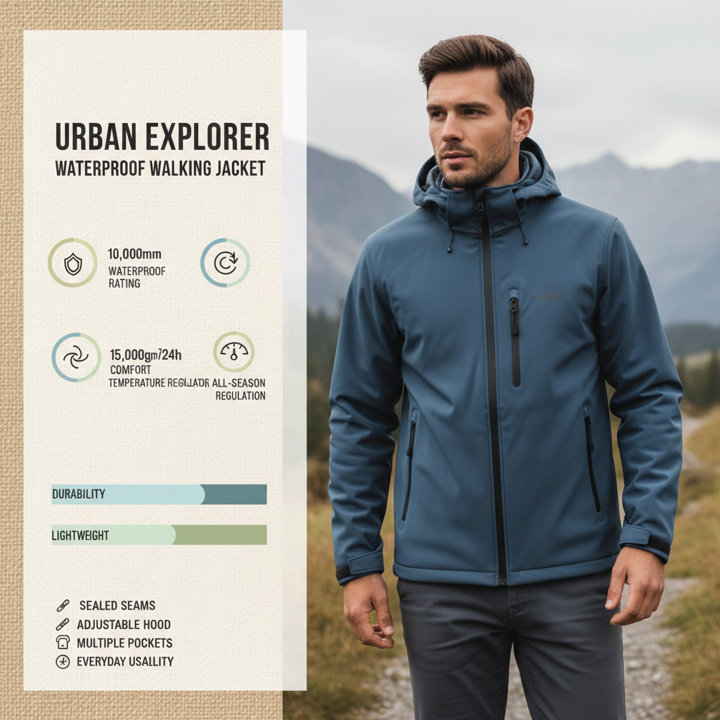 High Performance waterproof walking jacket mens for Outdoor Safety