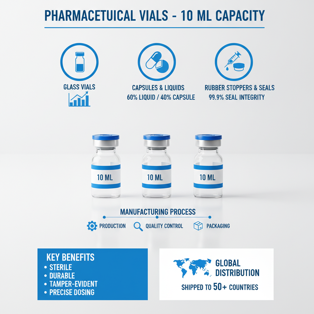 High Quality 10 ml vials with caps for Laboratory and Pharma Use