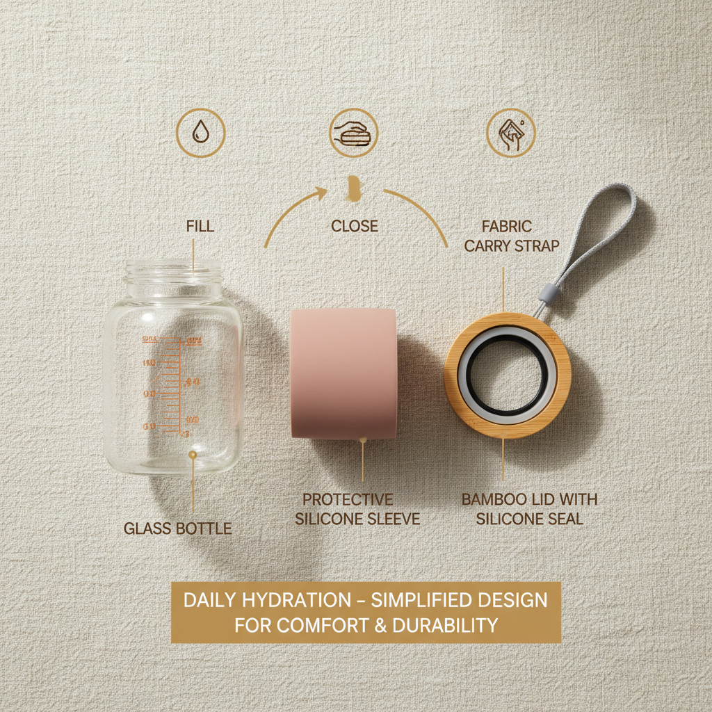 Premium Borosilicate Glass Water Bottle with Lid for Sustainable Living