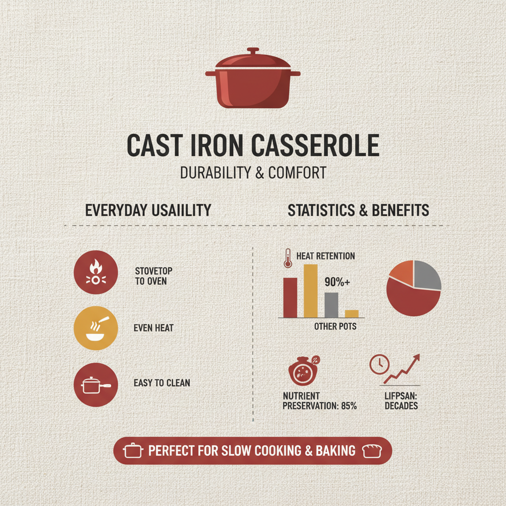 Professional Red Cast Iron Casserole Dish for Kitchen Excellence