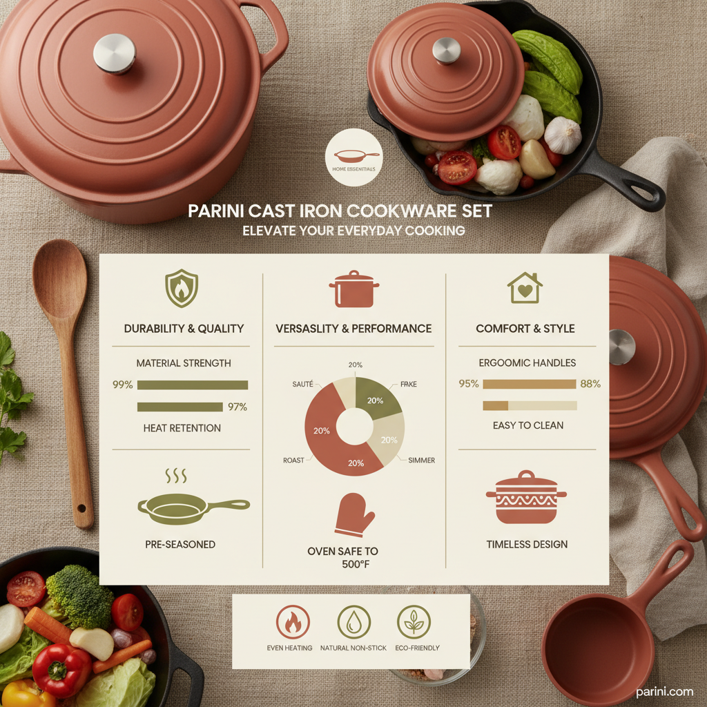 Professional parini cast iron cookware set for Durable Cooking