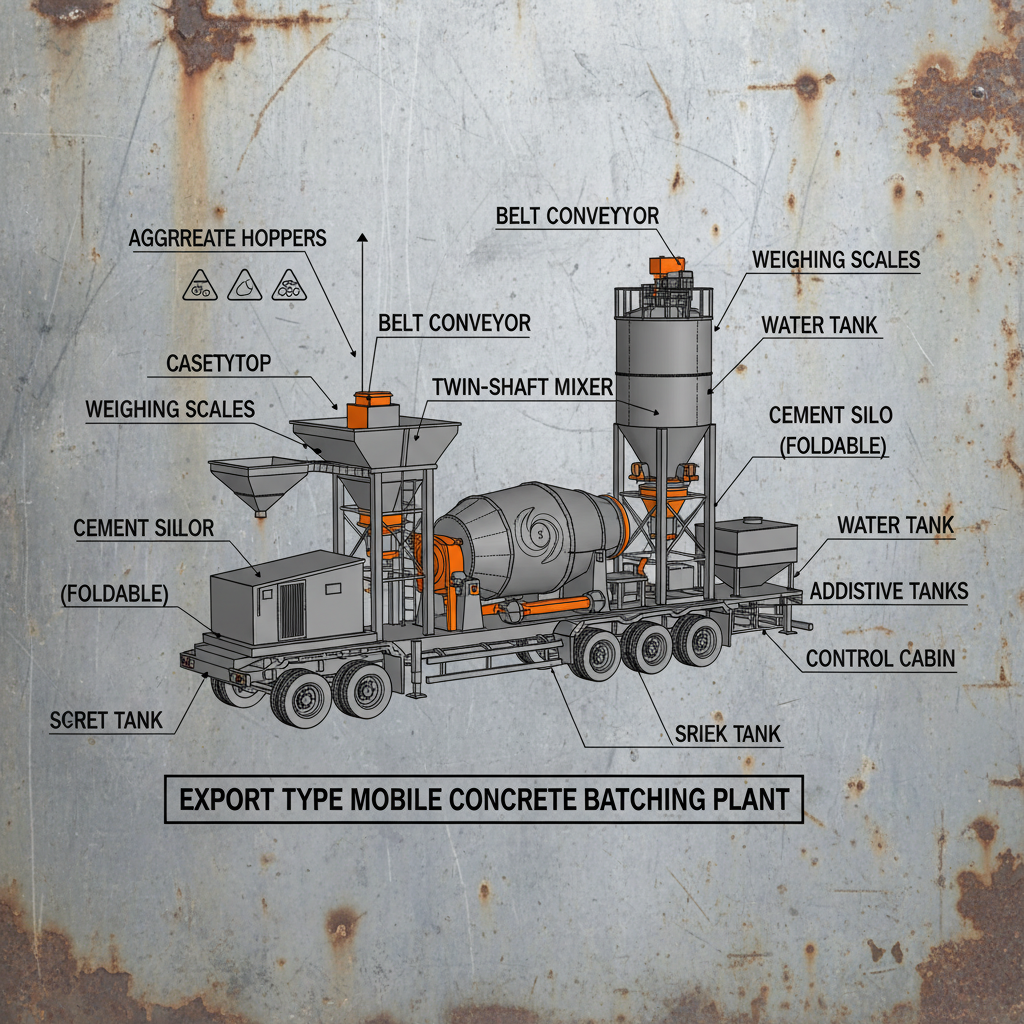 export type mobile concrete batching plant