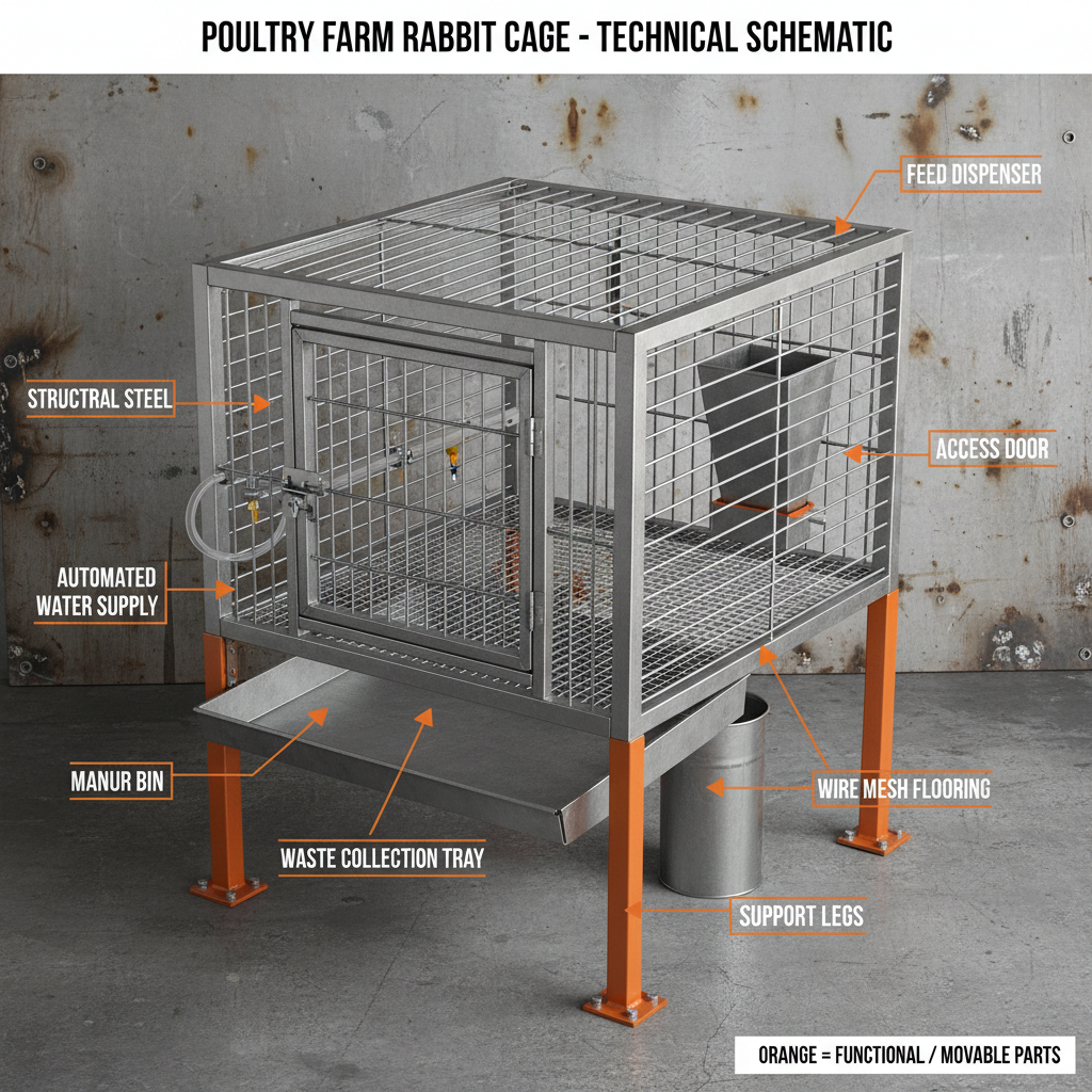 Efficient Rabbit Cage with Wire Bottom for Commercial Breeding