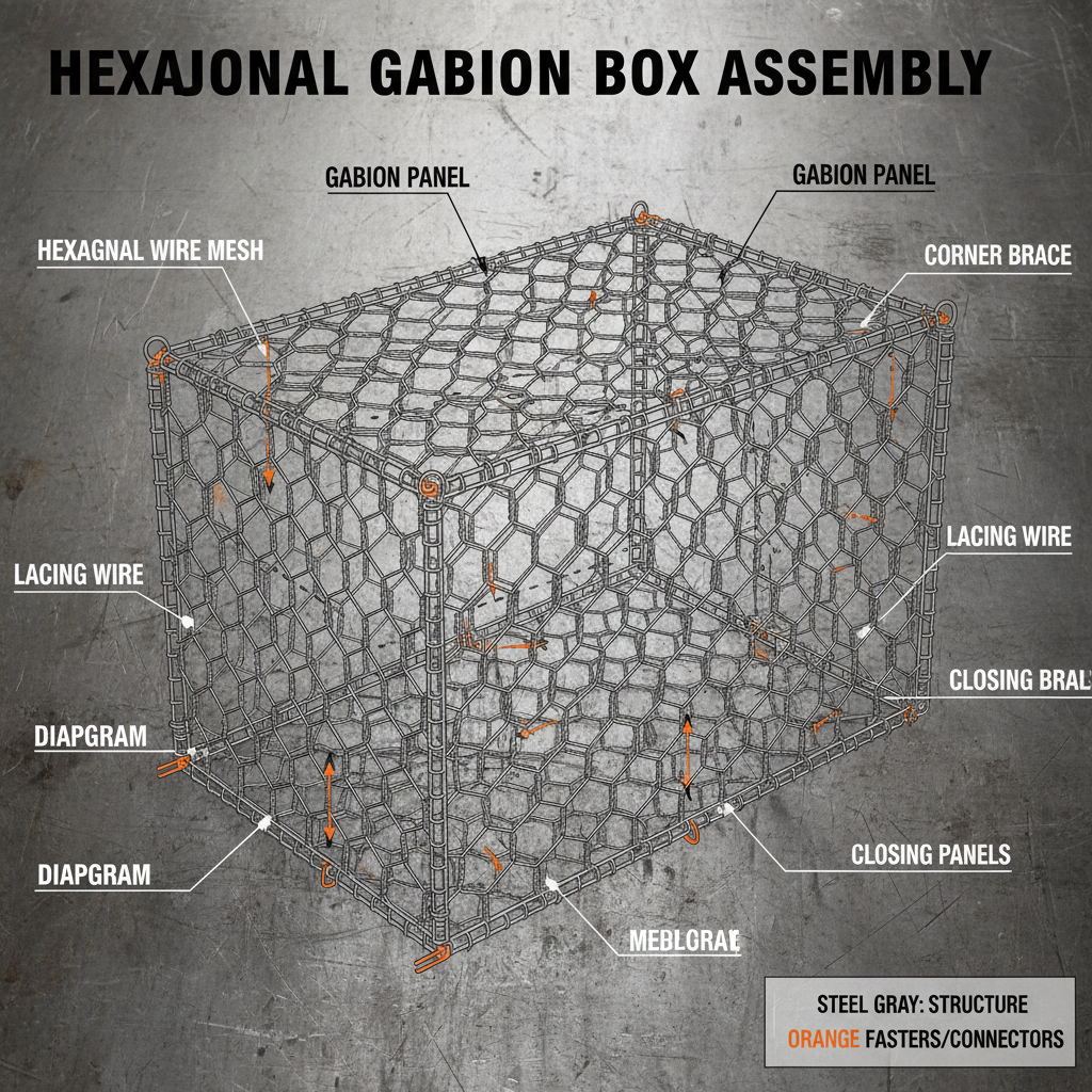 Hexagonal Gabion Box for Erosion Control and Slope Stabilization
