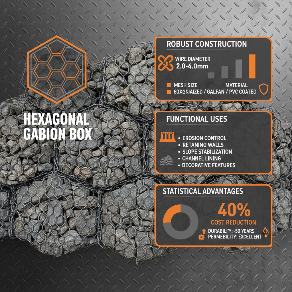 Hexagonal Gabion Box for Erosion Control and Slope Stabilization