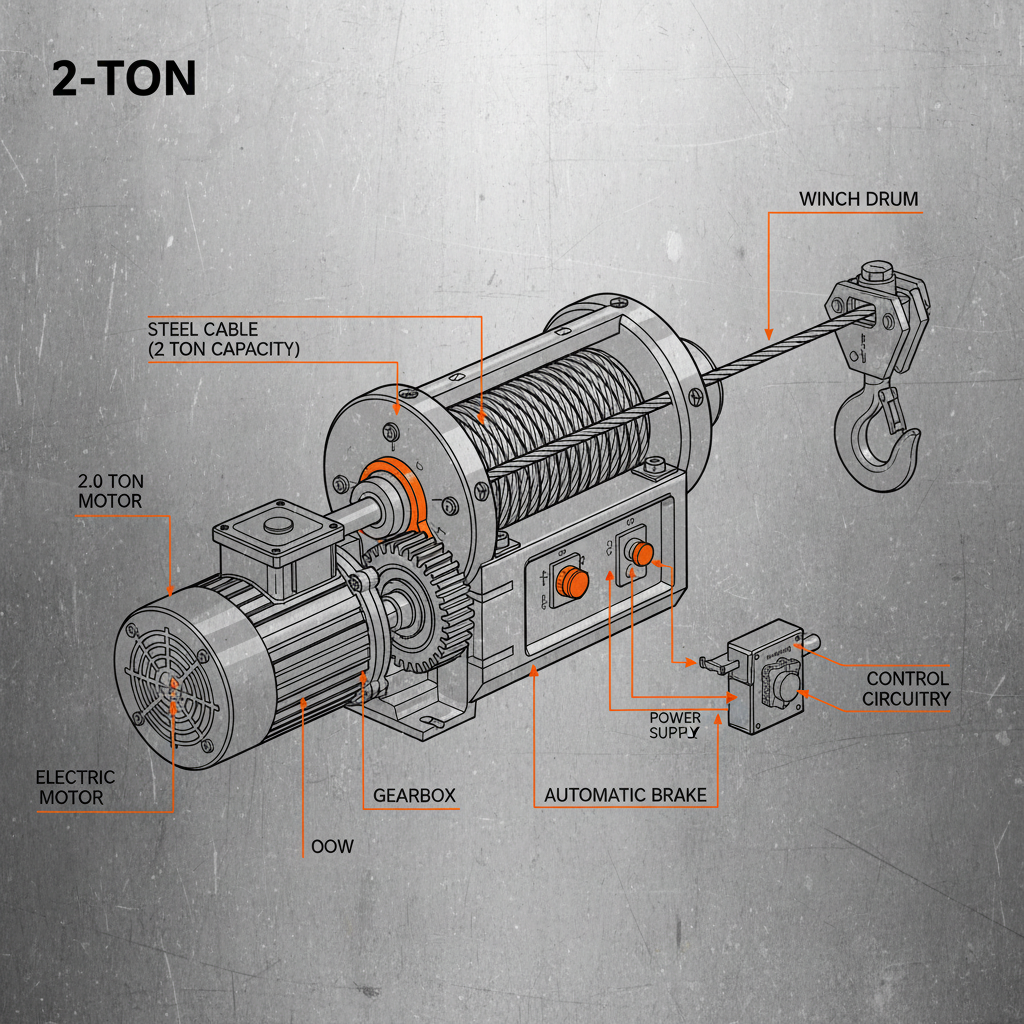 Industrial Heavy Duty 2 ton electric winch for Lifting and Pulling