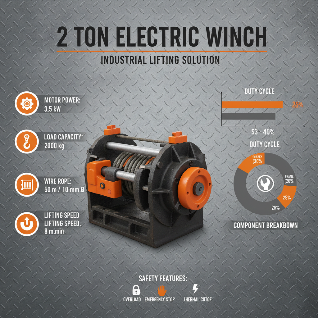 Industrial Heavy Duty 2 ton electric winch for Lifting and Pulling