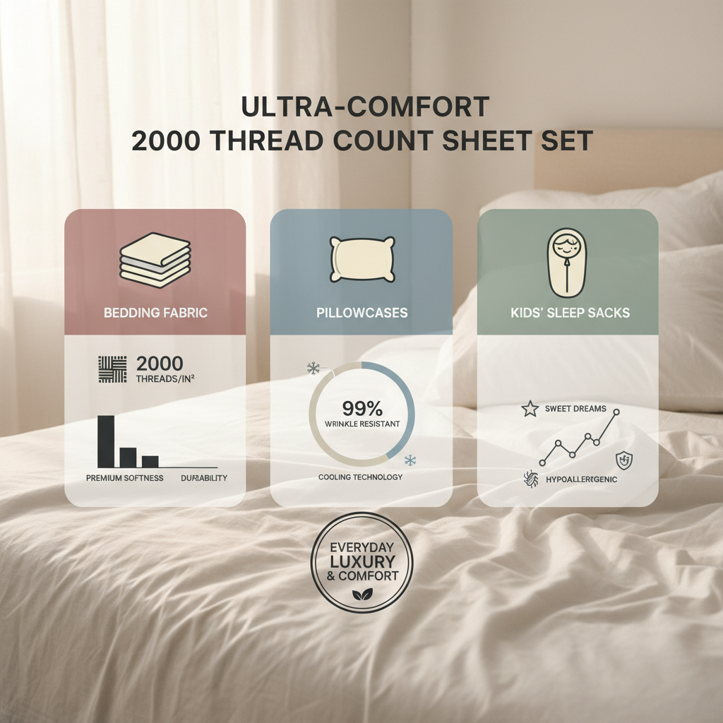 Luxury 2000 thread count sheet set for Premium Sleep Experience