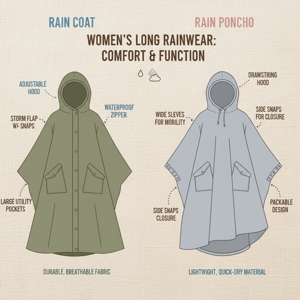 High Performance long raincoats for women with hood and Design