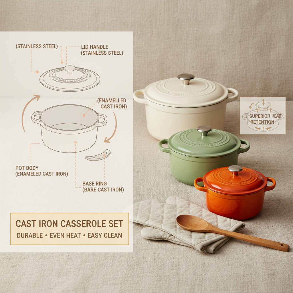 Premium Cast Iron Casserole Dish Set for Professional Cooking