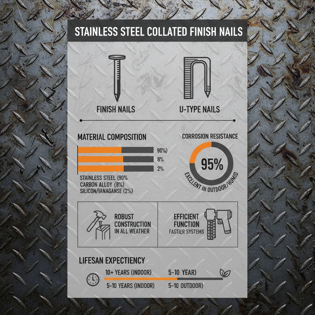 High Efficiency Stainless Steel Collated Finish Nails for Construction
