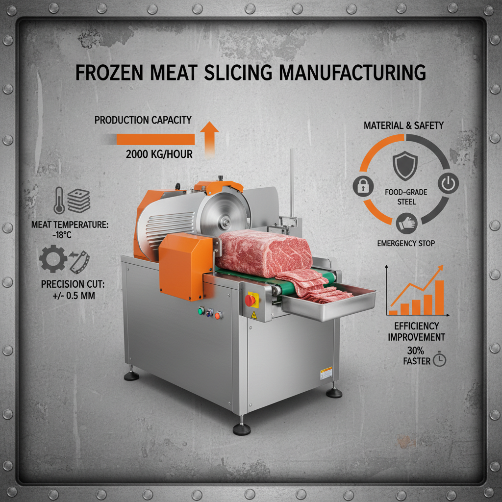 slicing frozen meat with meat slicer Manufacture