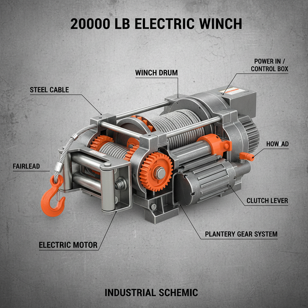 INDUSTRIAL GRADE 20000 LB ELECTRIC WINCH
