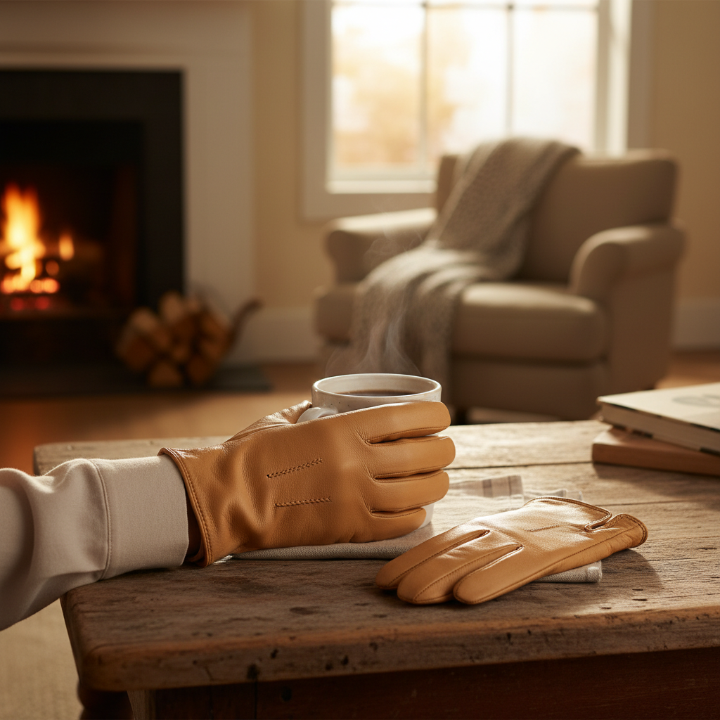 Premium Craftsmanship Light Leather Gloves for Modern Elegance