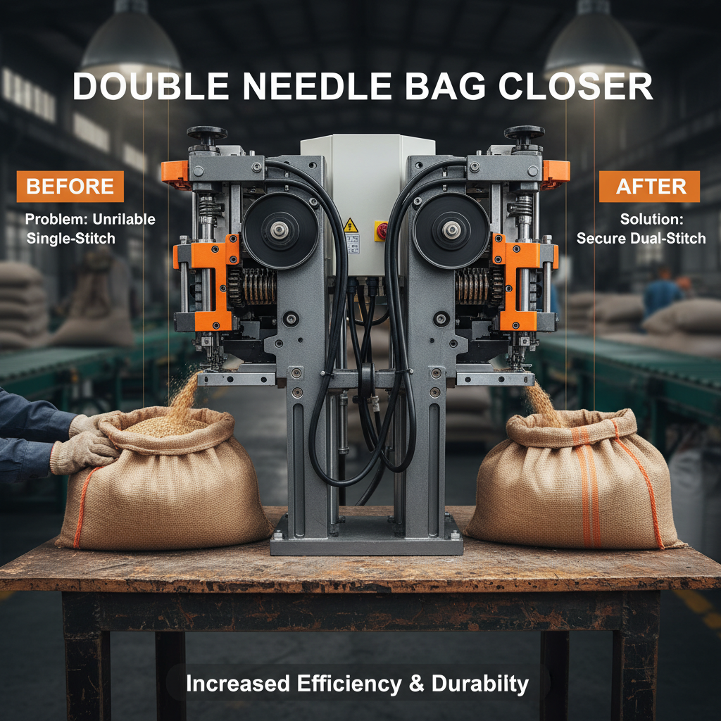 Industrial Bag Closer Machine Double Needle for Heavy Duty Sealing