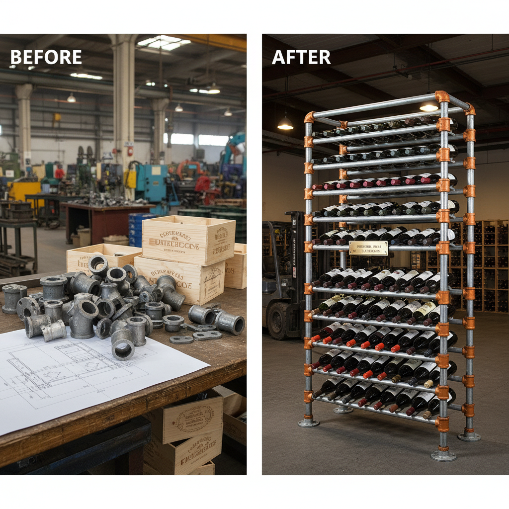 Premium Wholesale Pipe Wine Rack for Industrial Interior Design
