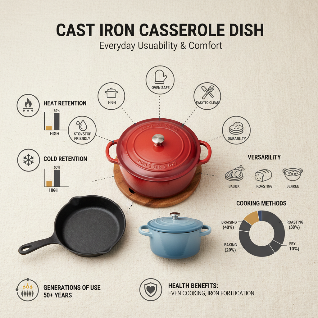 Premium Cast Iron Casserole Dish for Professional Cooking