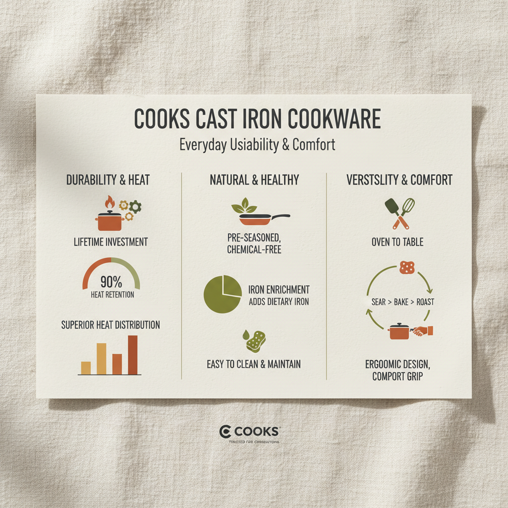 Professional Grade cooks cast iron cookware for Home Chefs