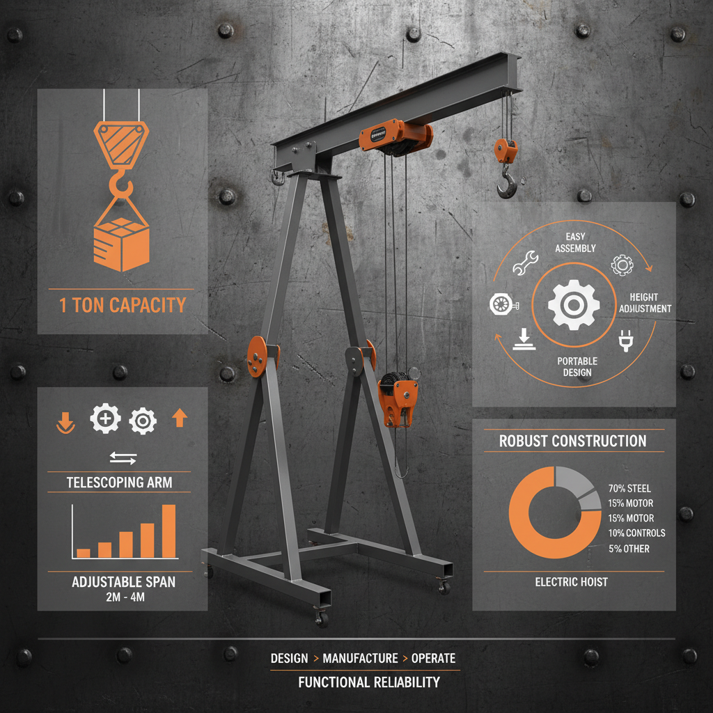 Efficient 1 ton telescoping gantry crane for Industrial Lifting