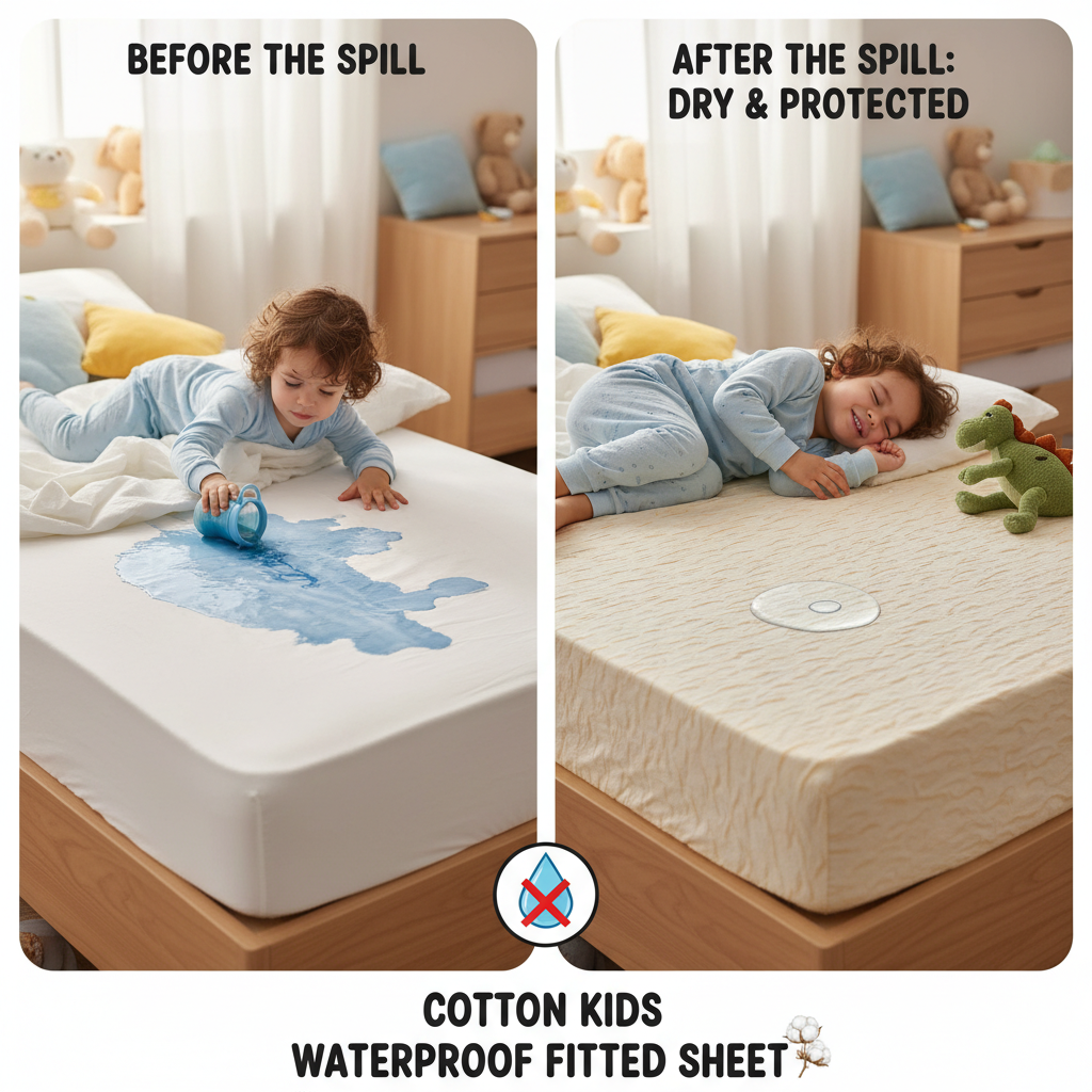 Premium Breathable Cotton Kids Waterproof Fitted Sheet for Beds
