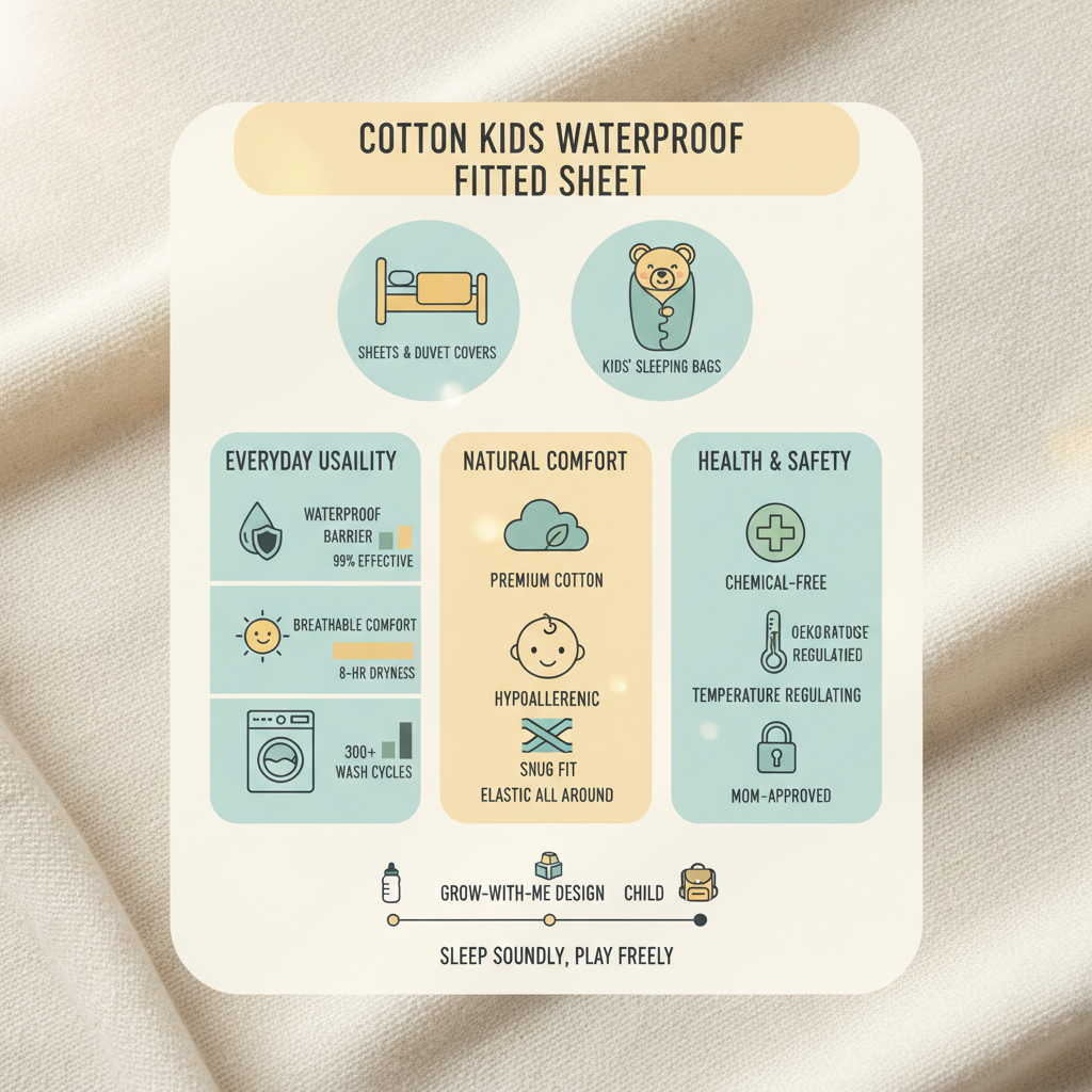 Premium Breathable Cotton Kids Waterproof Fitted Sheet for Beds