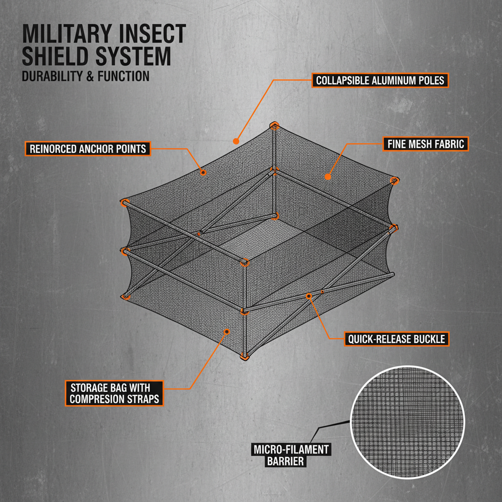 High Performance Military Bug Net for Tactical Force Protection