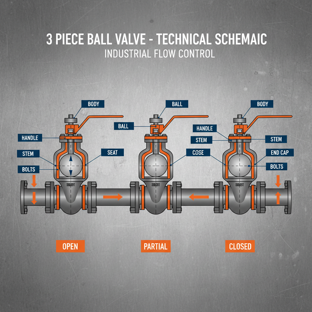 Industrial 3 pieces ball valve for Efficient Fluid Control