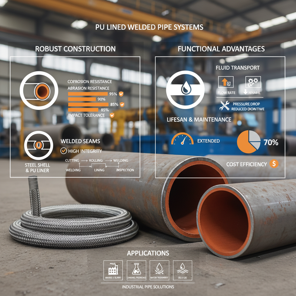 High Performance pu lined welded pipe for Industrial Wear Resistance
