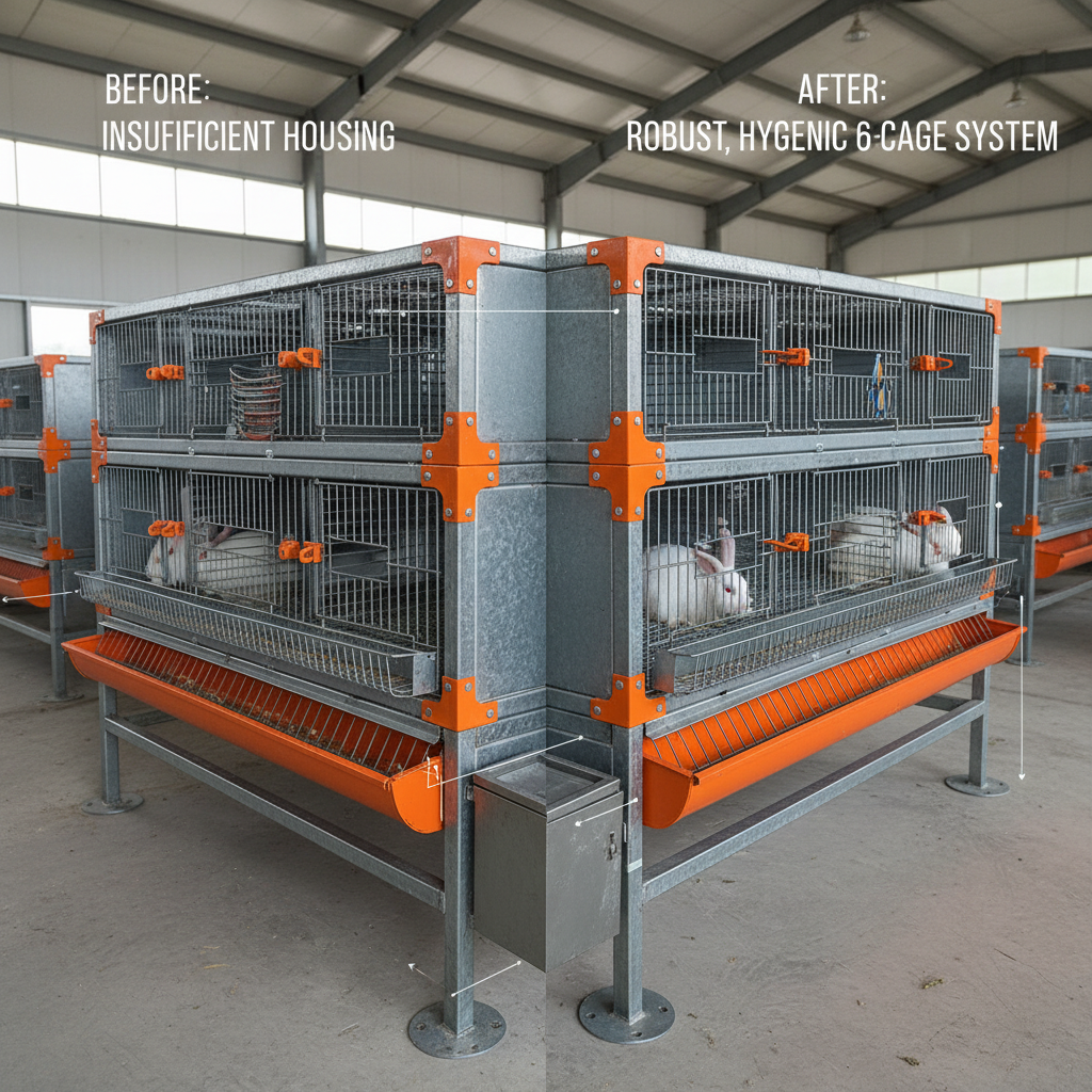 Professional 6 hole rabbit cage for Efficient Breeding