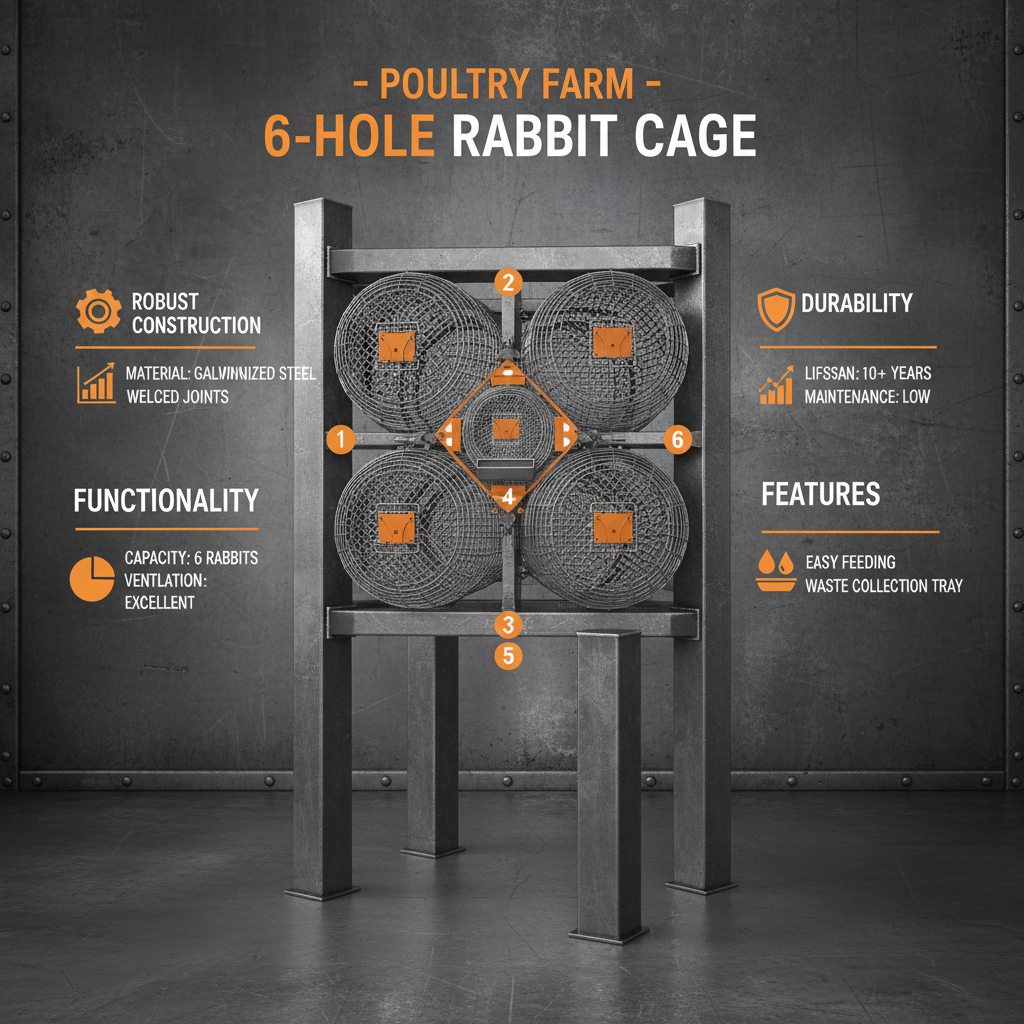 Professional 6 hole rabbit cage for Efficient Breeding