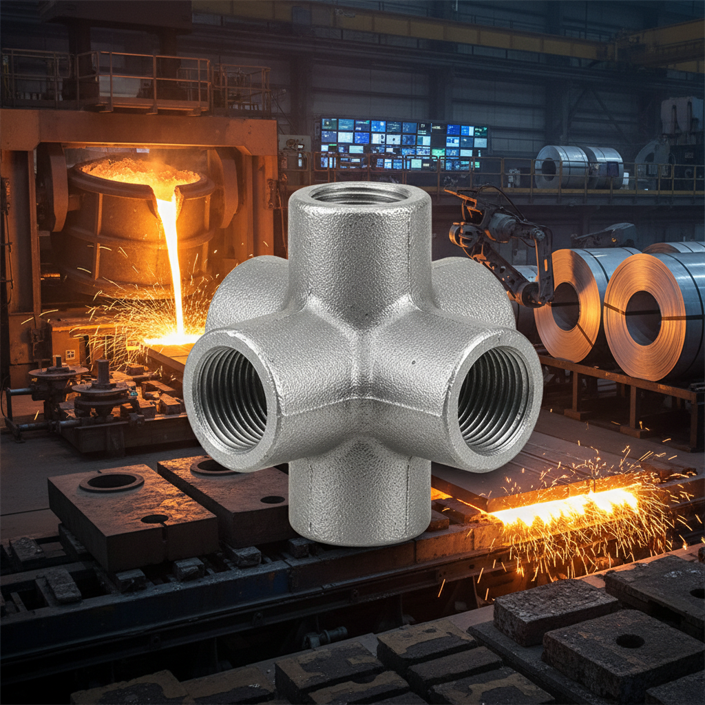 4 way galvanized pipe fitting