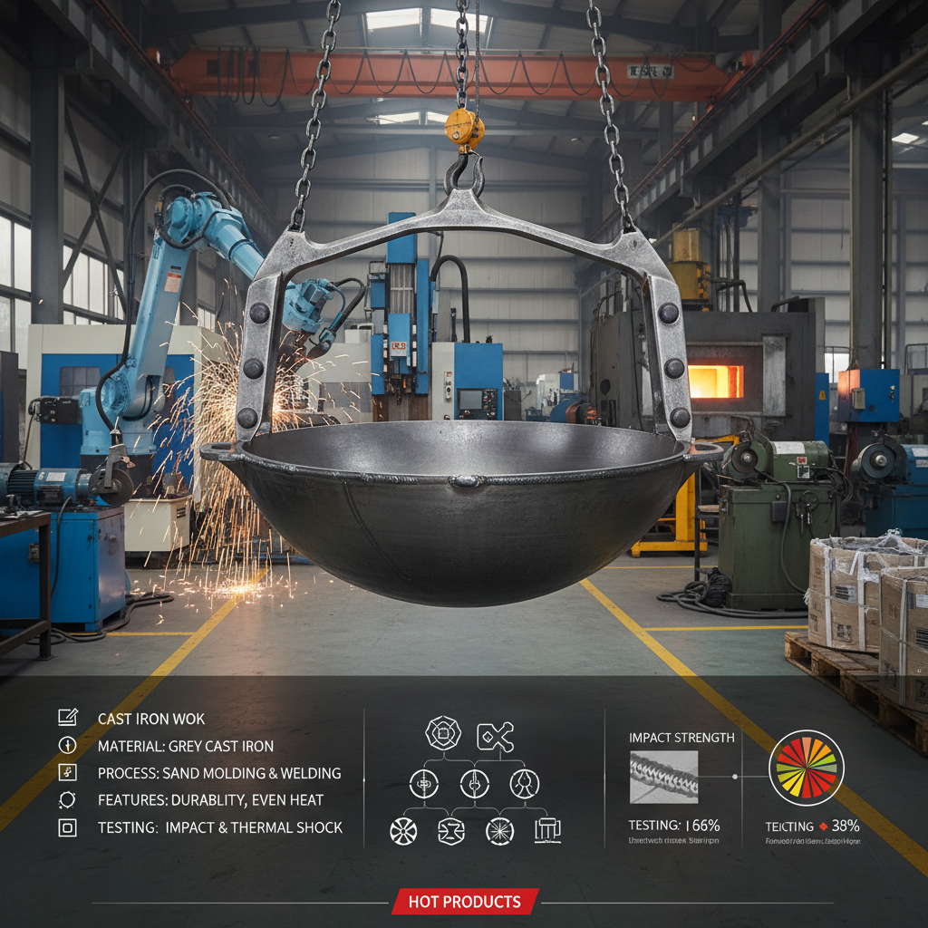 Professional Big Cast Iron Wok for High Heat Cooking