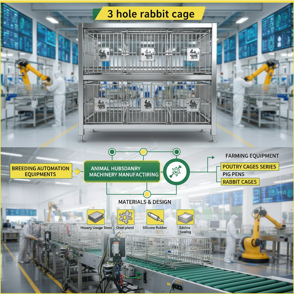 High Quality 3 hole rabbit cage for Professional Breeding