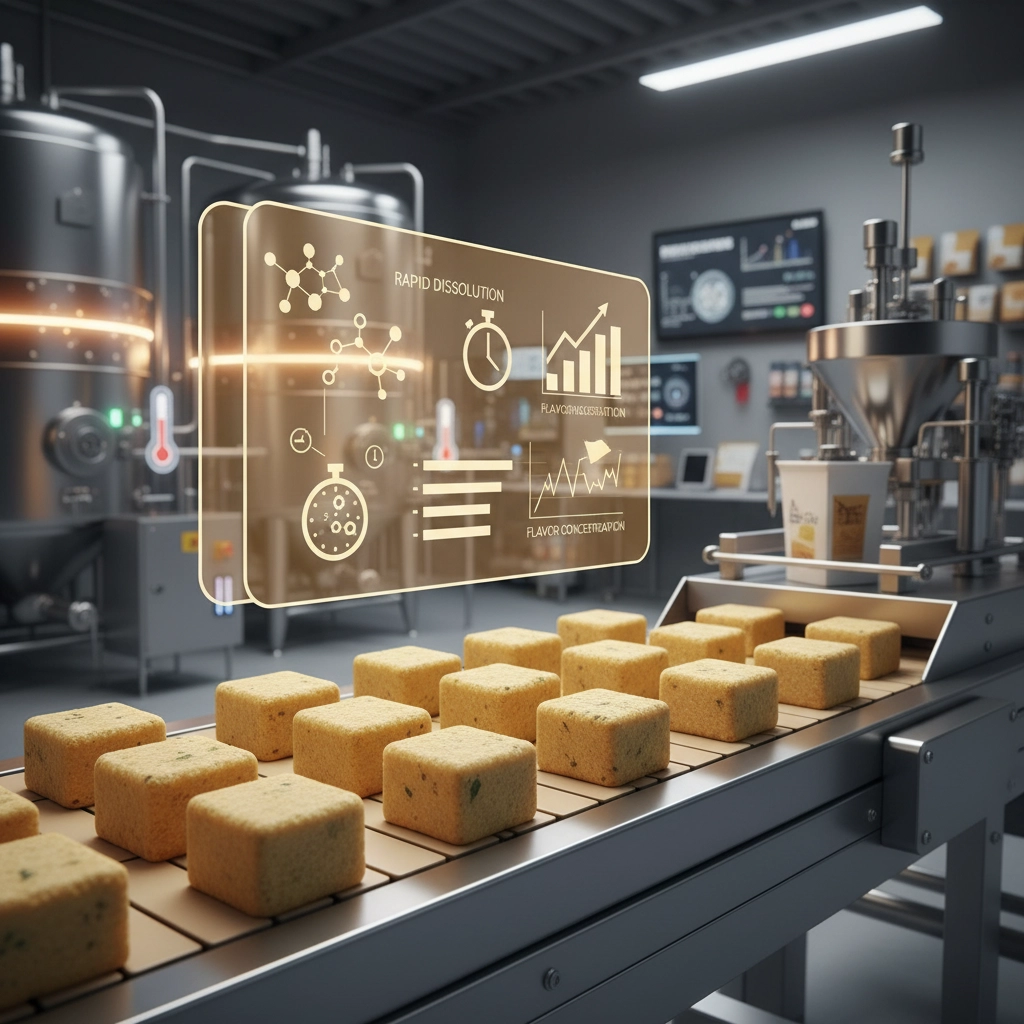 Industrial Production and Global Value of cubes of chicken broth