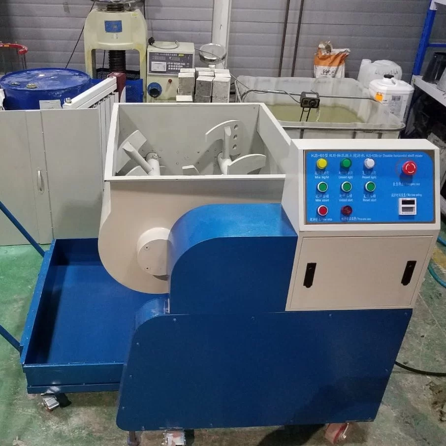 Laboratory double horizontal shaft concrete mixer machine