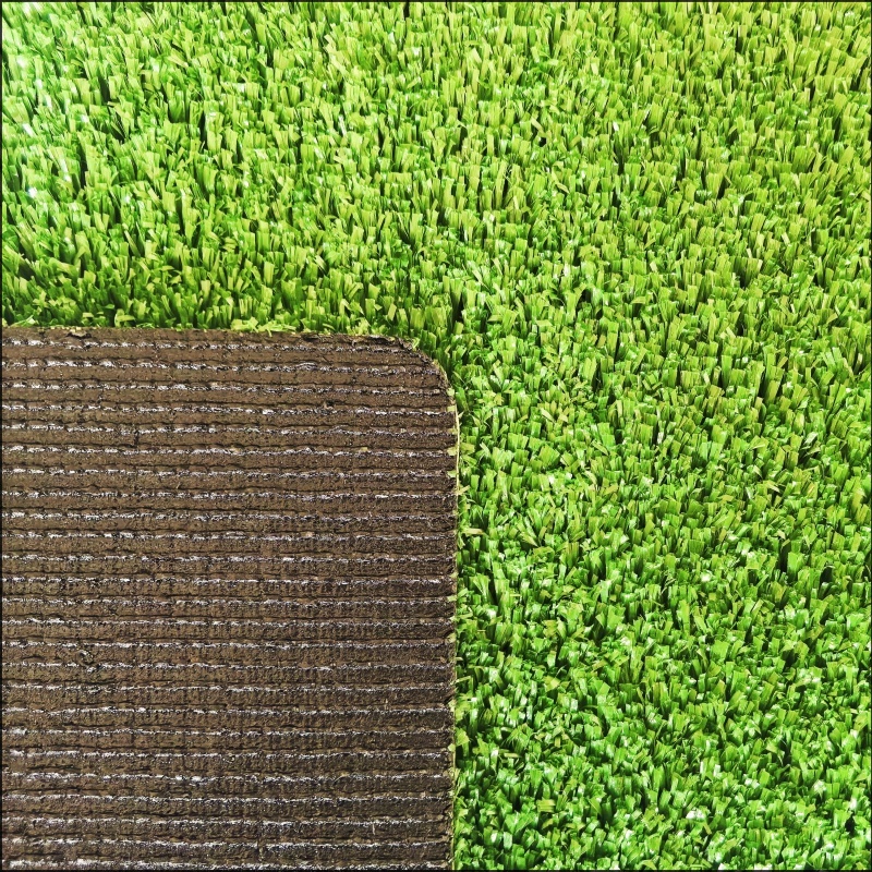 Close-up of golf artificial turf fibers for consistent roll
